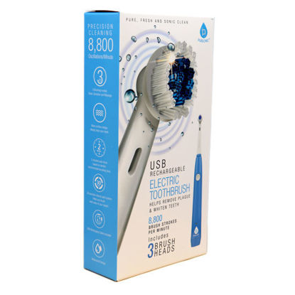 Picture of Pursonic USB Rechargeable Toothbrush with 3 heads.  Power adapter not included