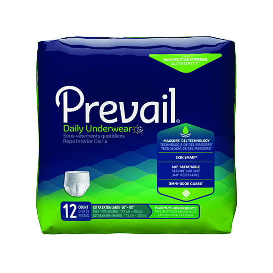 Picture of Prevail super plus underwear 2XL 12 ct.  waist size: 68 - 80 in.